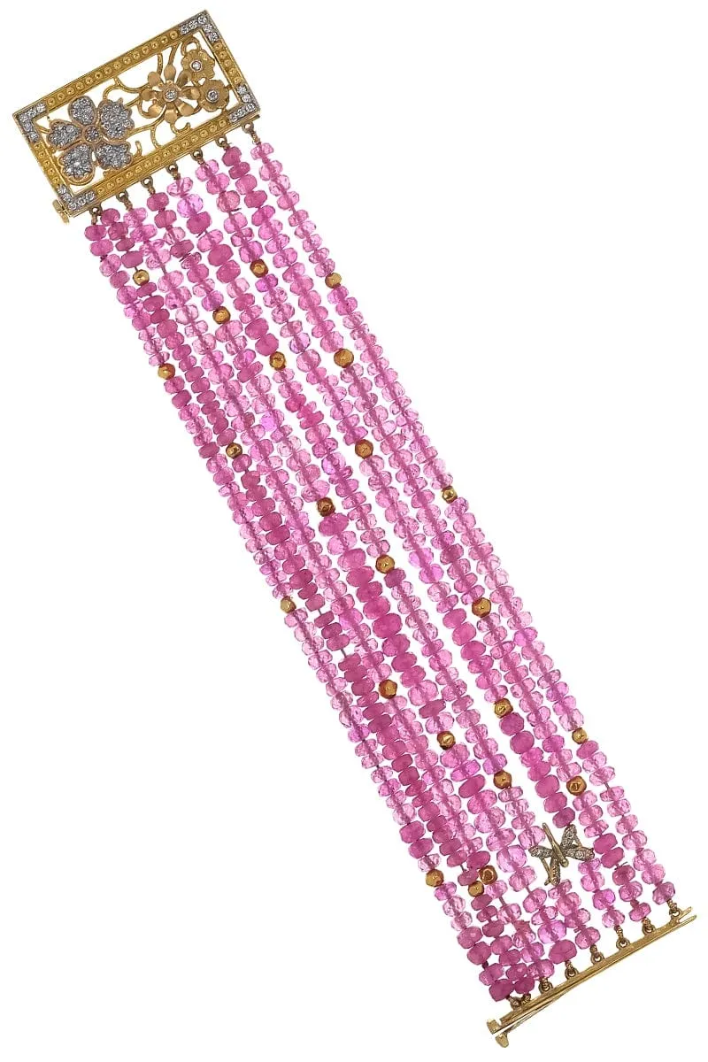 Pink Sapphire Beaded Bracelet