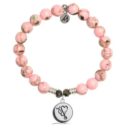 Pink Shell Stone Bracelet with Nurse Sterling Silver Charm