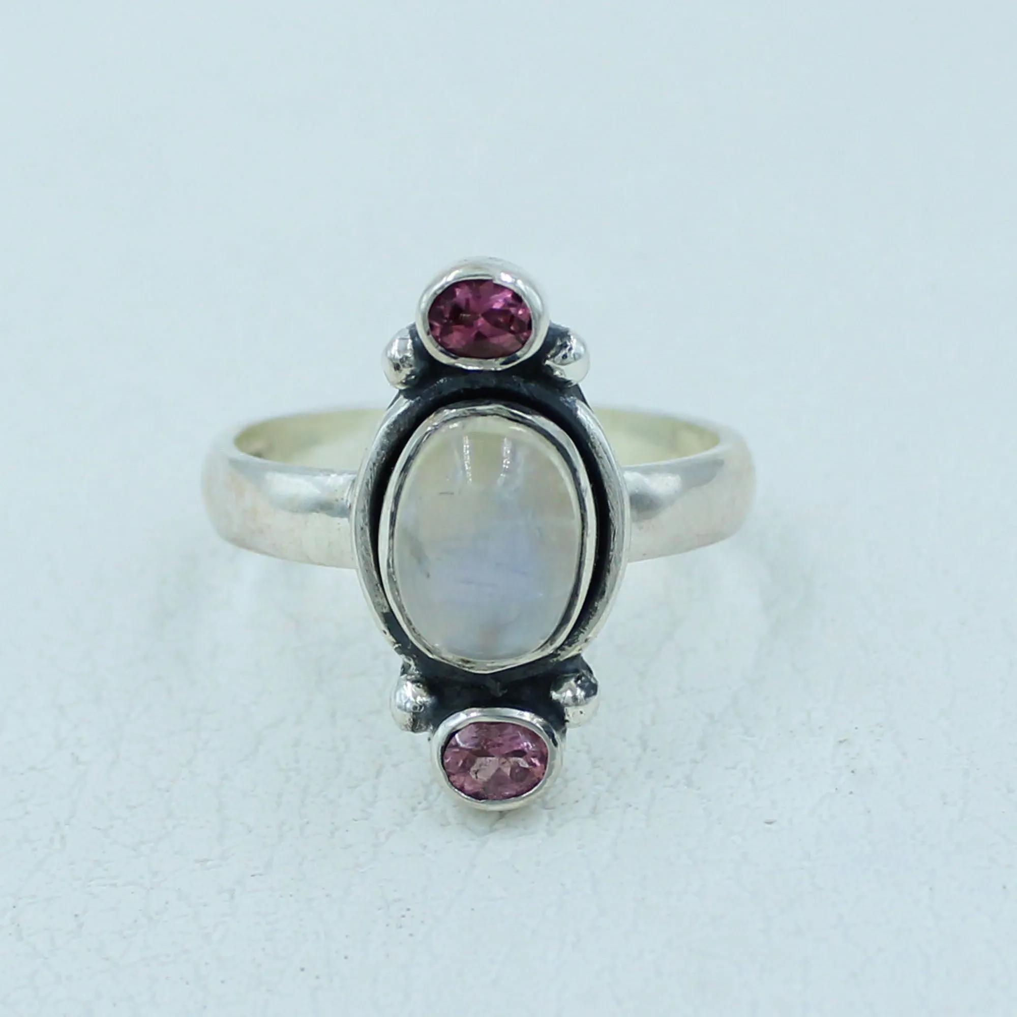 Pink Tourmaline &  Moonstone Silver Gift Ring
