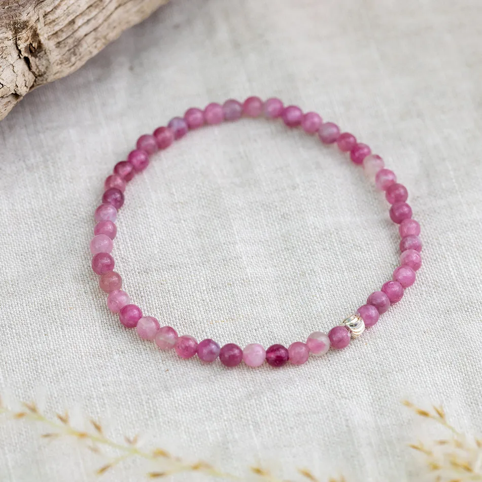 Pink Tourmaline Gemstone Bracelet 4mm