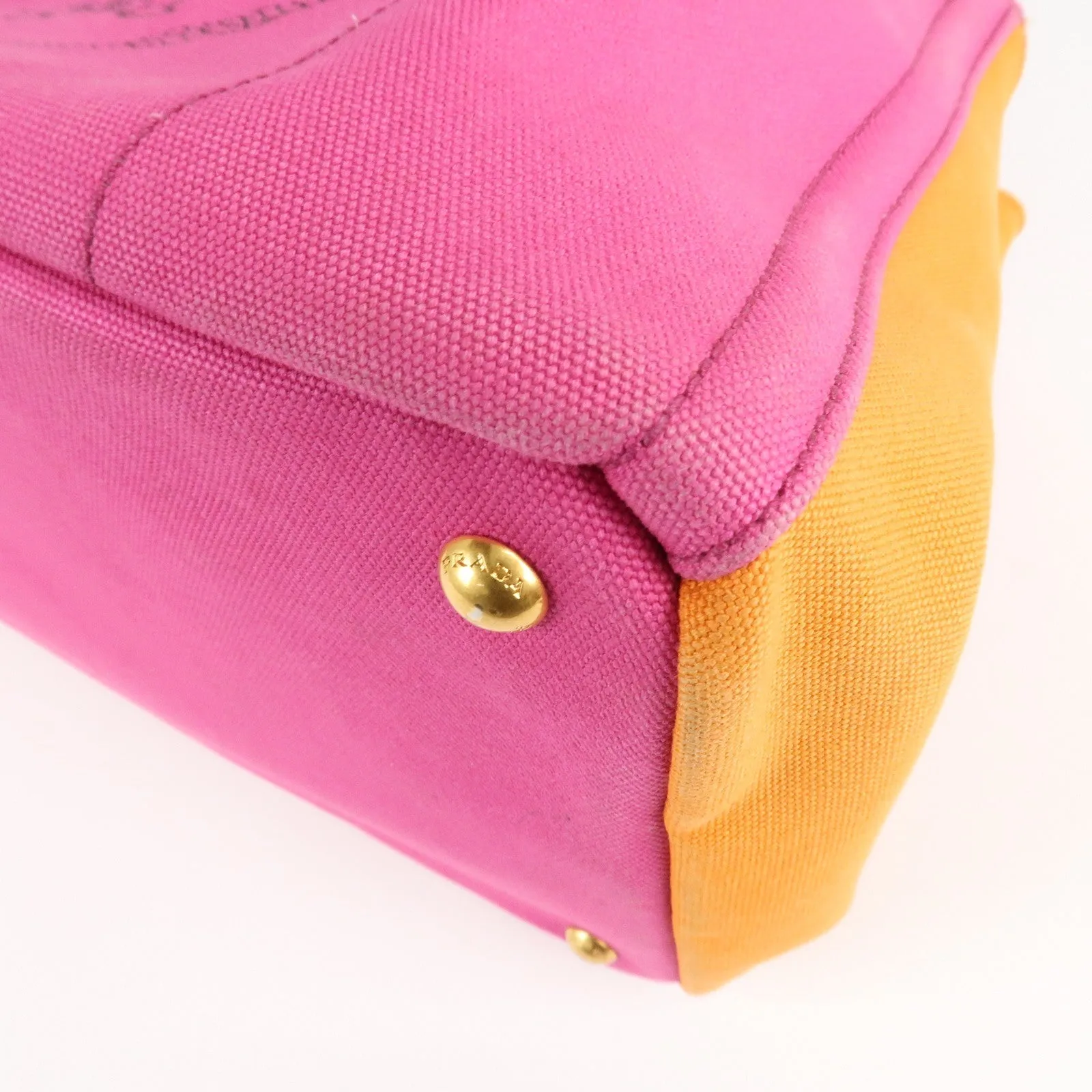Prada Canapa Canvas Tote Bag Limited Edition Pink Orange B1877I