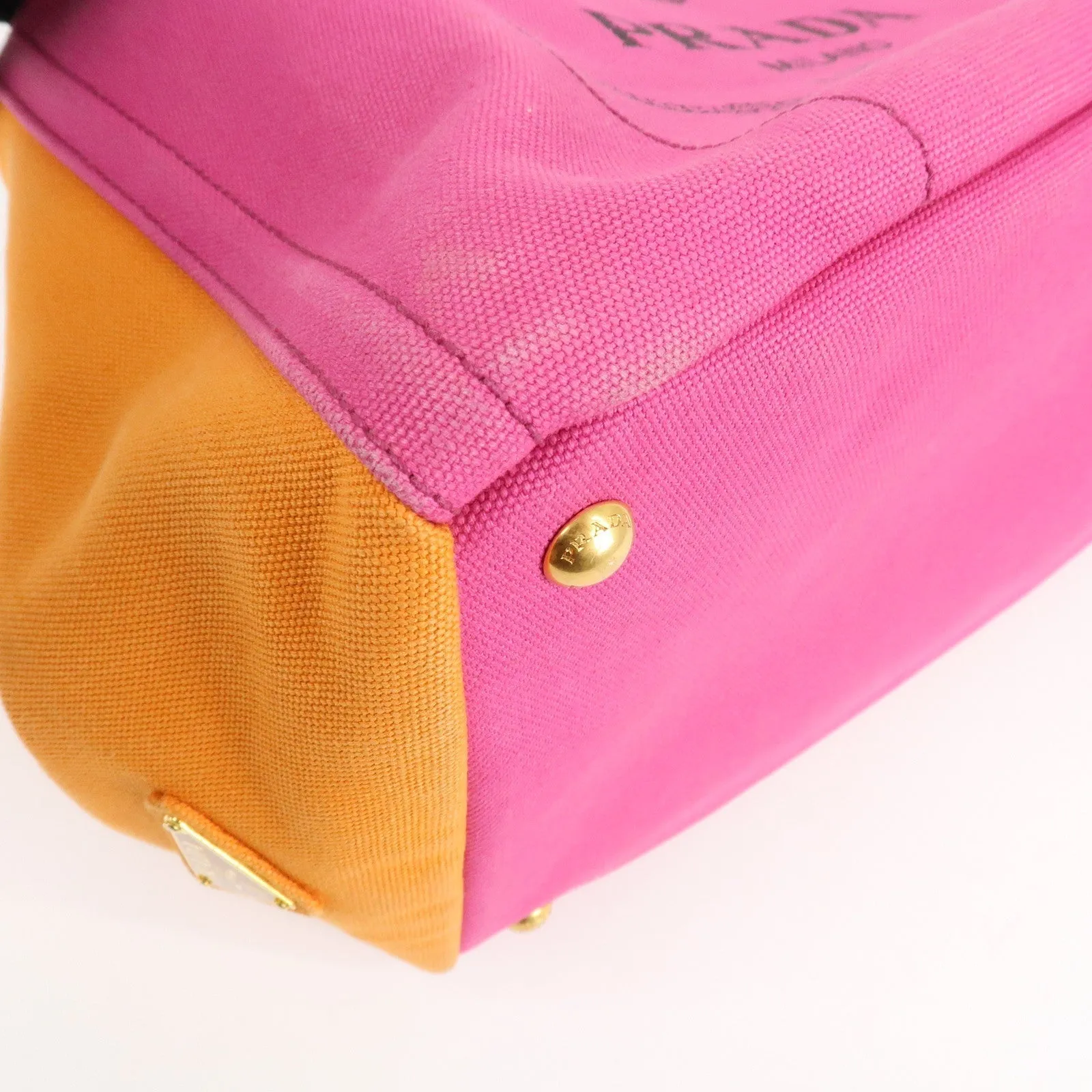 Prada Canapa Canvas Tote Bag Limited Edition Pink Orange B1877I