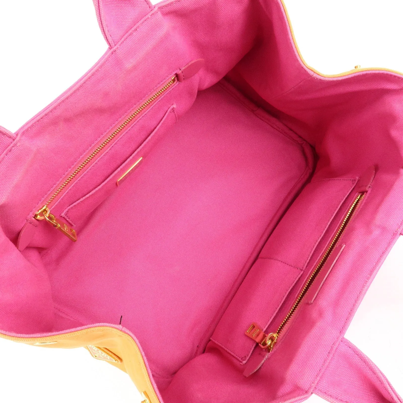 Prada Canapa Canvas Tote Bag Limited Edition Pink Orange B1877I