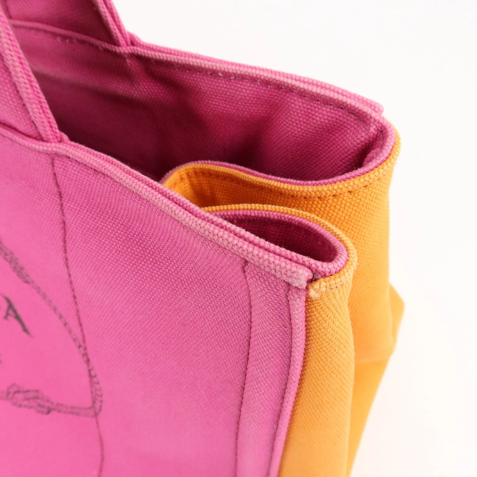 Prada Canapa Canvas Tote Bag Limited Edition Pink Orange B1877I