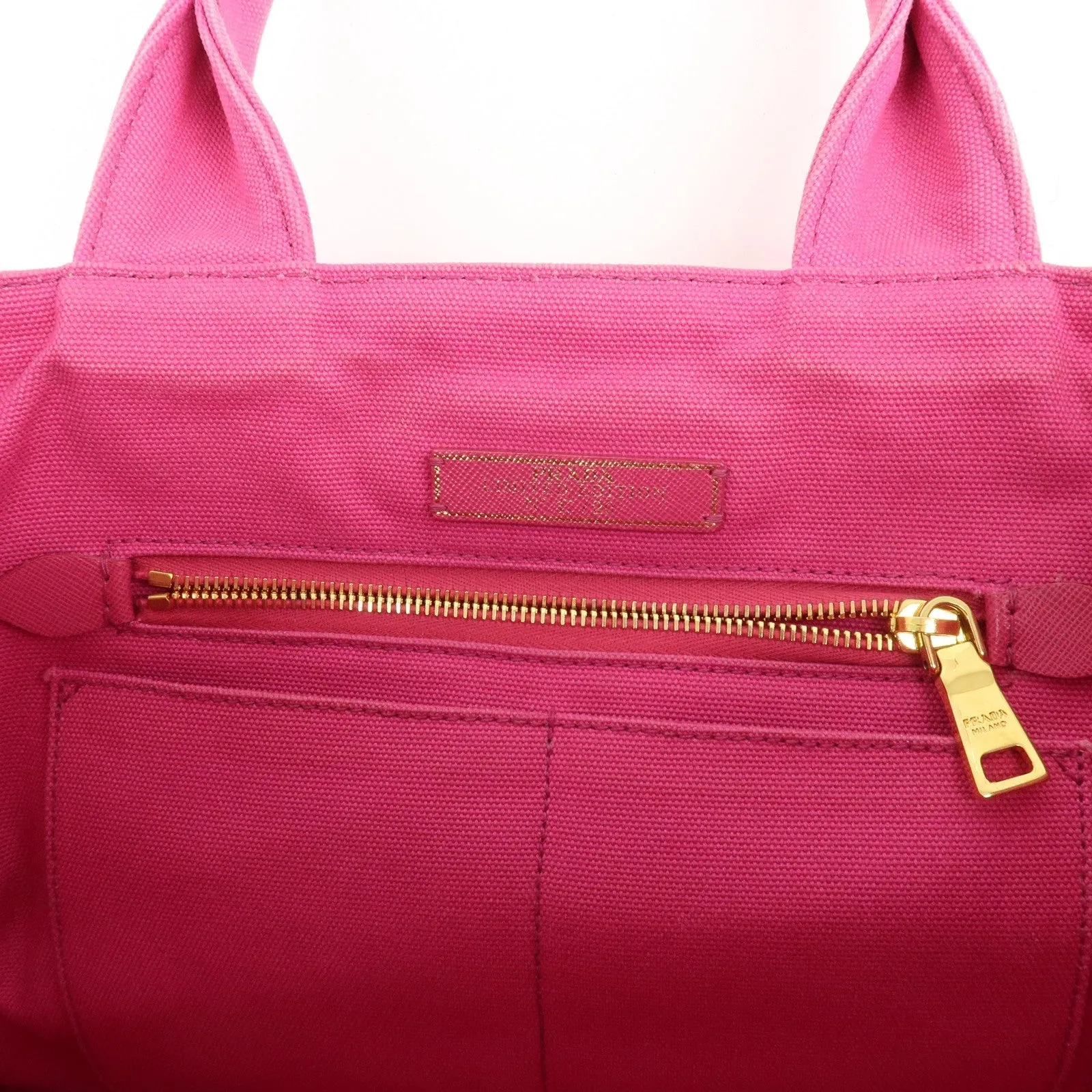 Prada Canapa Canvas Tote Bag Limited Edition Pink Orange B1877I