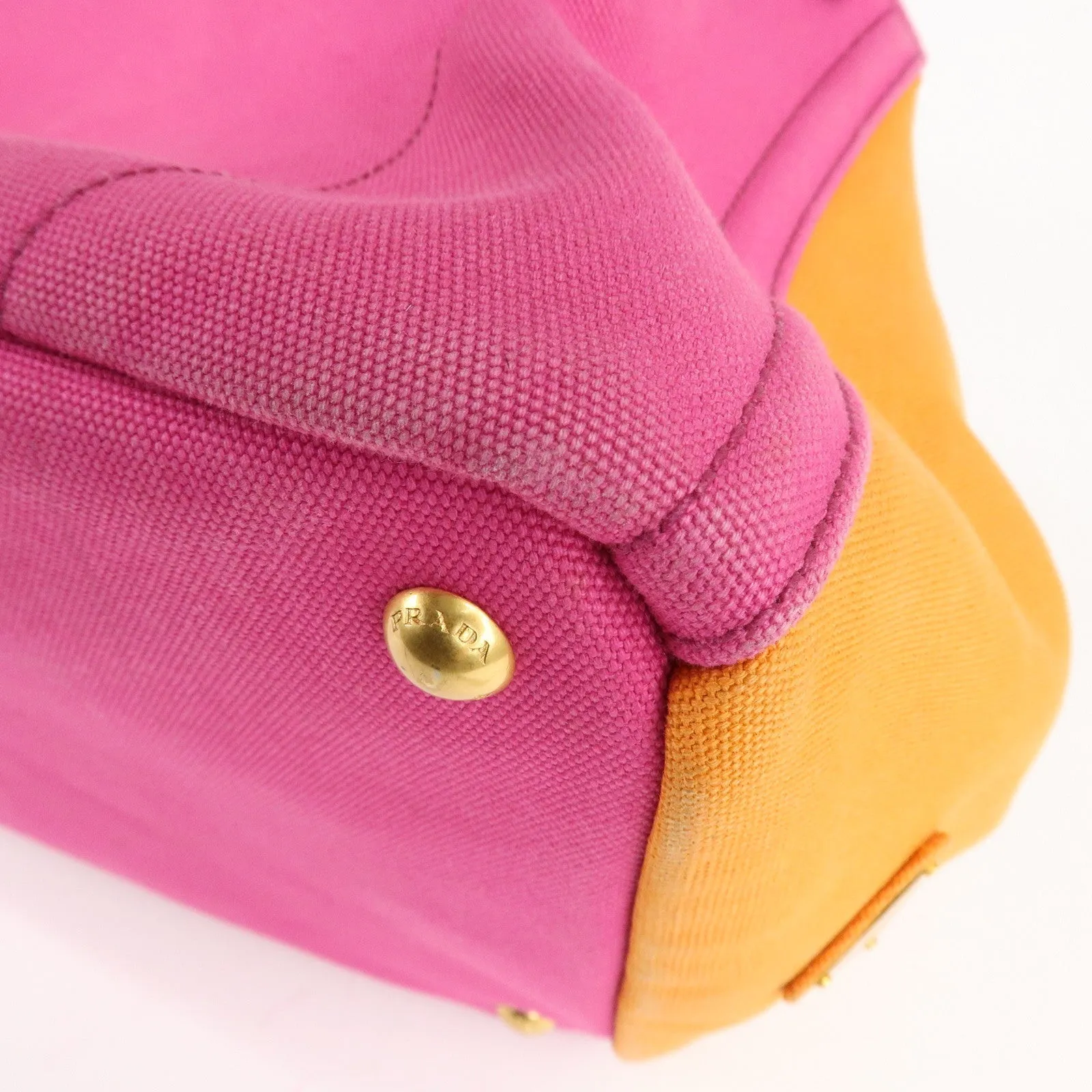 Prada Canapa Canvas Tote Bag Limited Edition Pink Orange B1877I