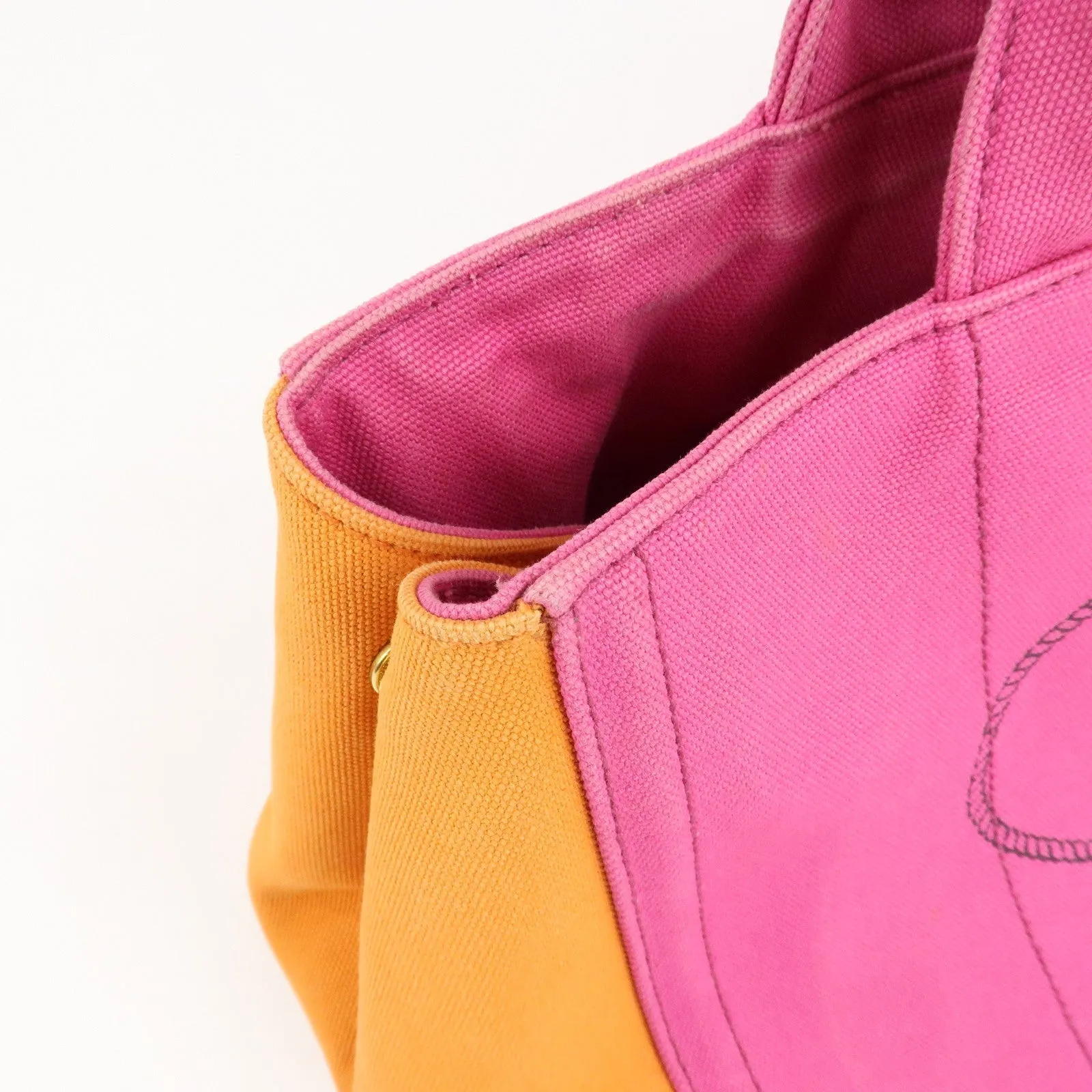 Prada Canapa Canvas Tote Bag Limited Edition Pink Orange B1877I