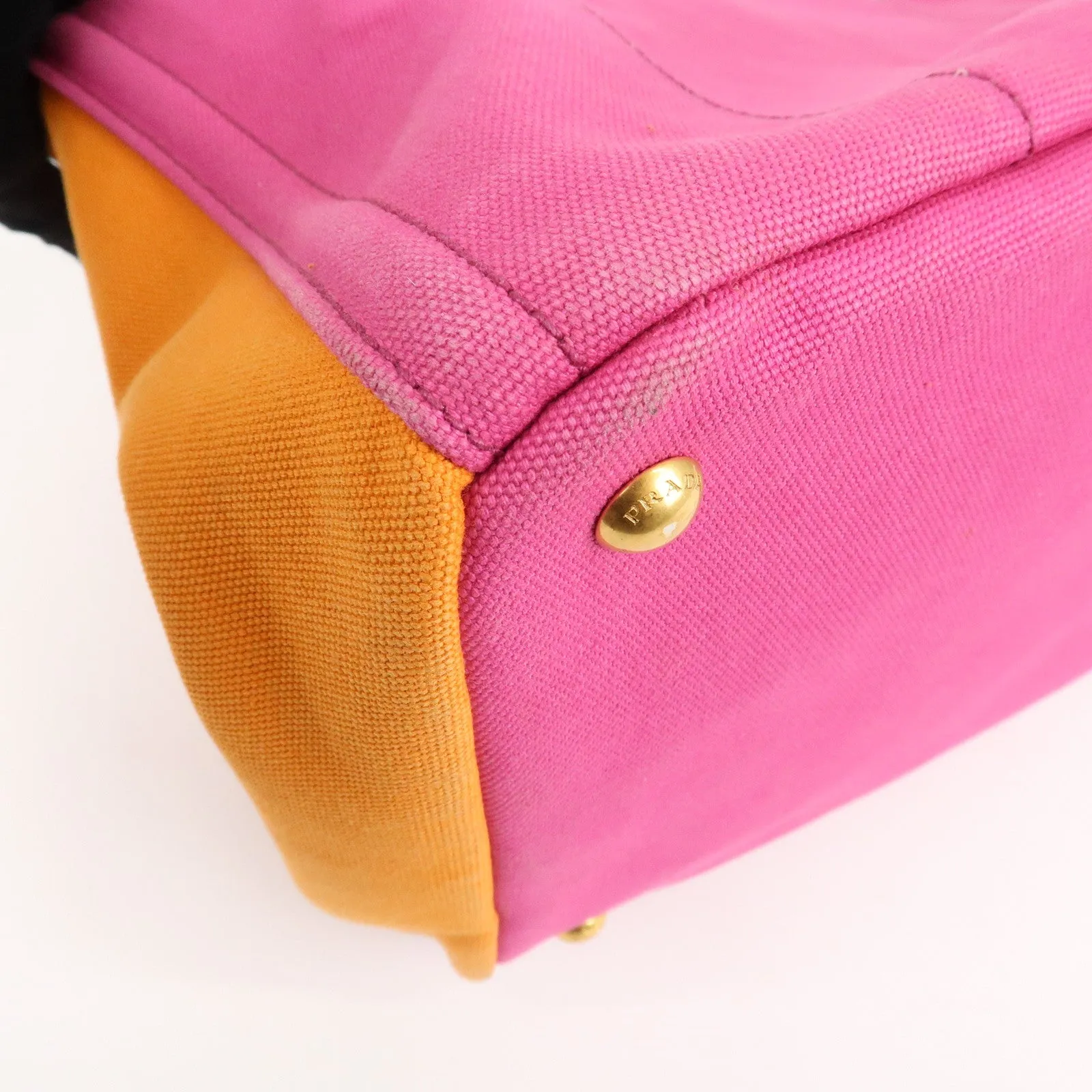 Prada Canapa Canvas Tote Bag Limited Edition Pink Orange B1877I