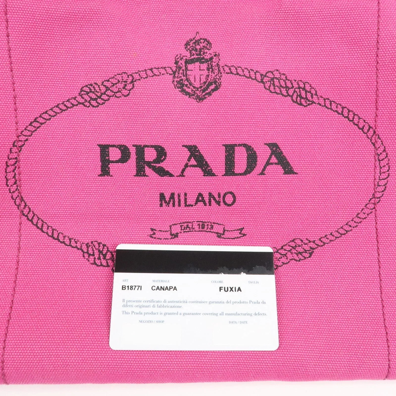 Prada Canapa Canvas Tote Bag Limited Edition Pink Orange B1877I