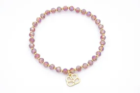 Prunus Gold & Pink Crystal Bead Stretch Bracelet