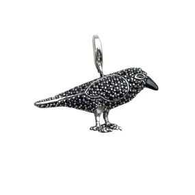 Punk Black Created Diamond Raven Pave Pendant