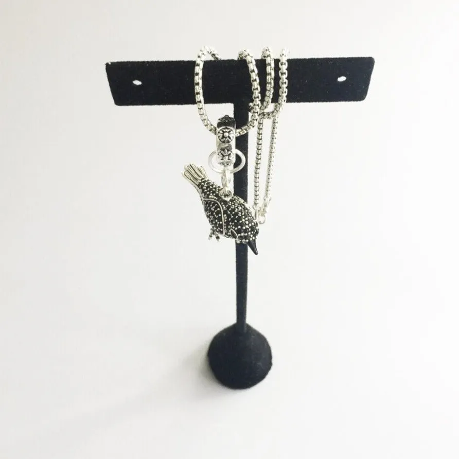 Punk Black Created Diamond Raven Pave Pendant