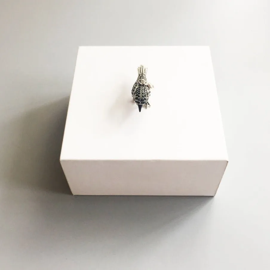 Punk Black Created Diamond Raven Pave Pendant