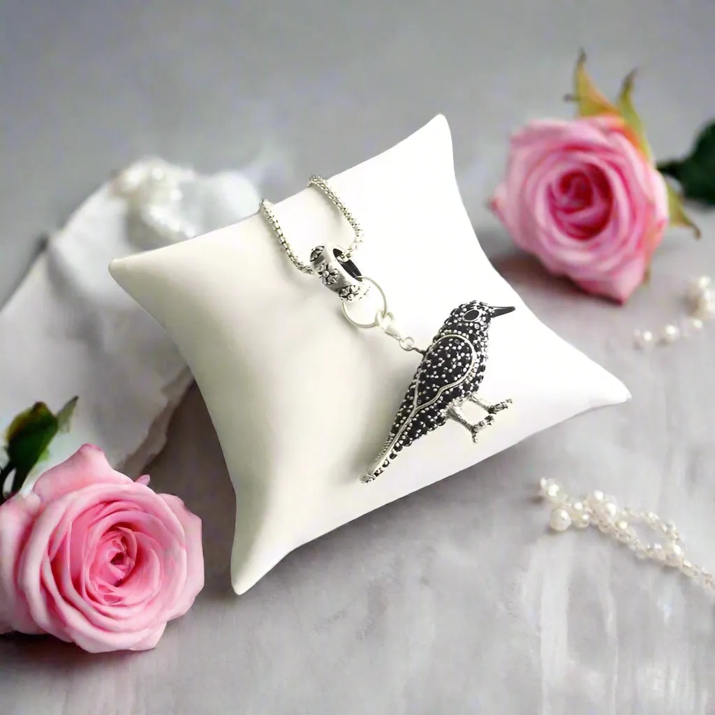 Punk Black Created Diamond Raven Pave Pendant