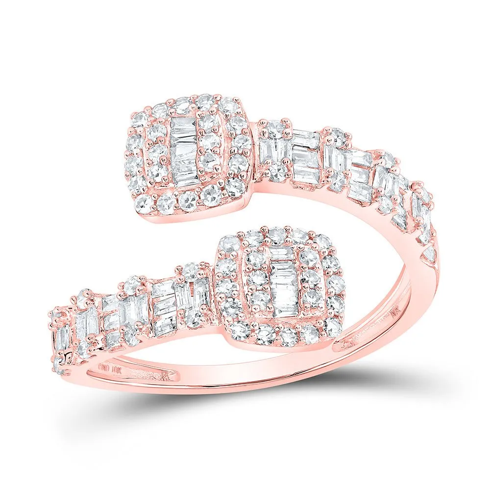 Radiant Rose Gold Diamond Cushion Cuff Band Ring - A Captivating Splendor