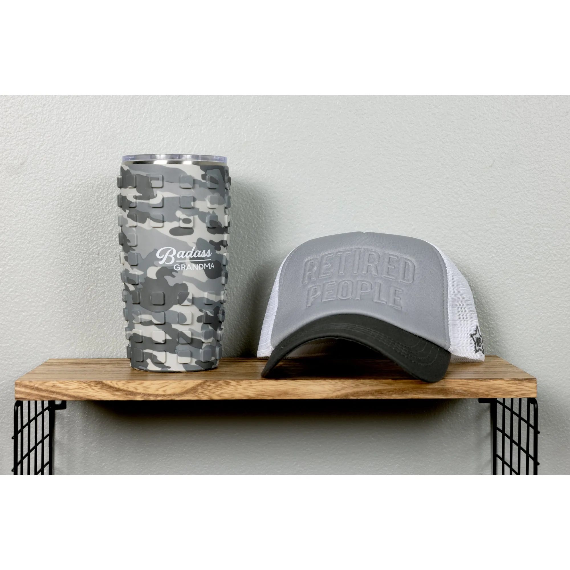 Retired People Adjustable Light Gray Neoprene Mesh Hat