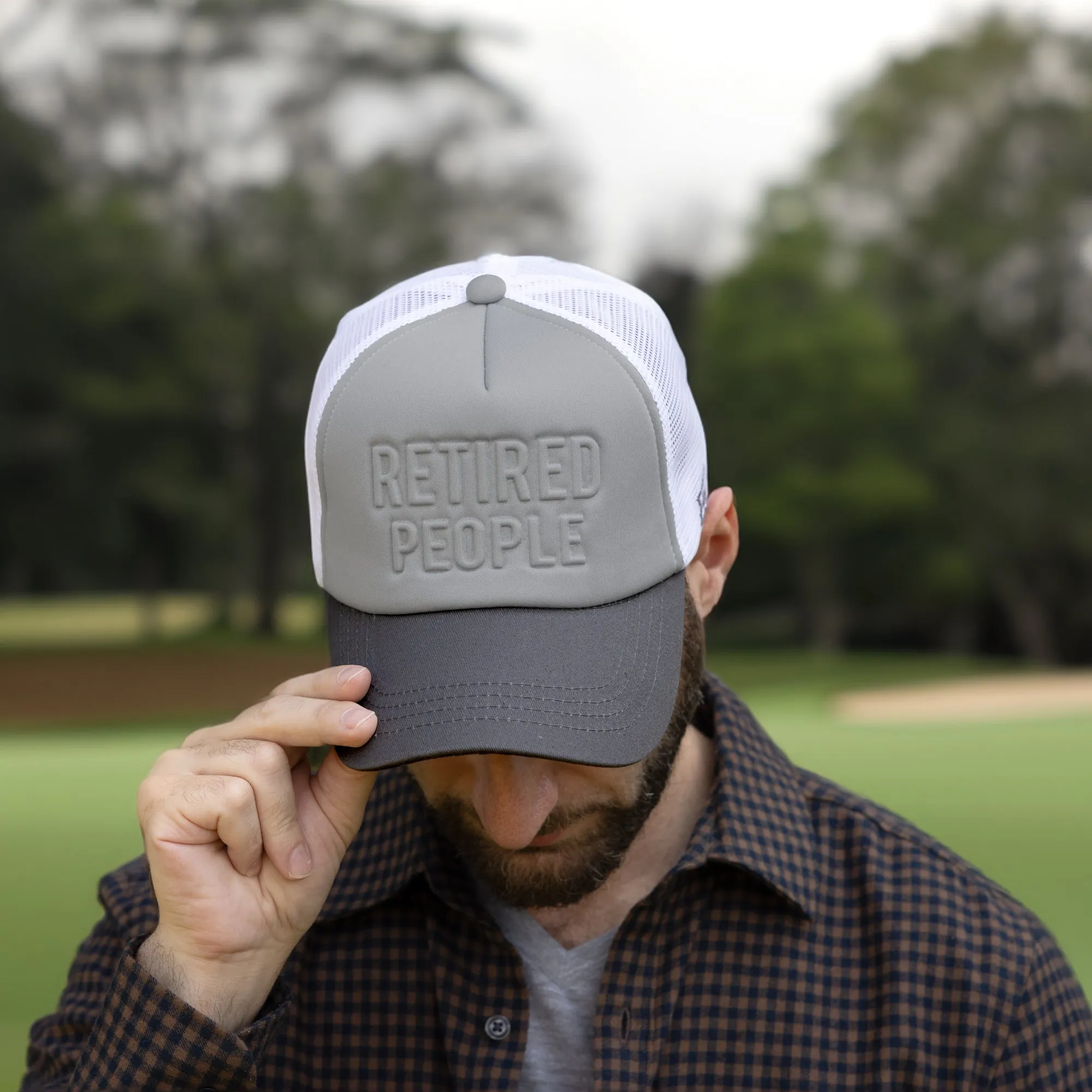 Retired People Adjustable Light Gray Neoprene Mesh Hat