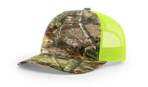 Richardson 112P Camo Trucker Hat Snapback Caps Camo Blaze Orange Realtree Mossy Oak Hats