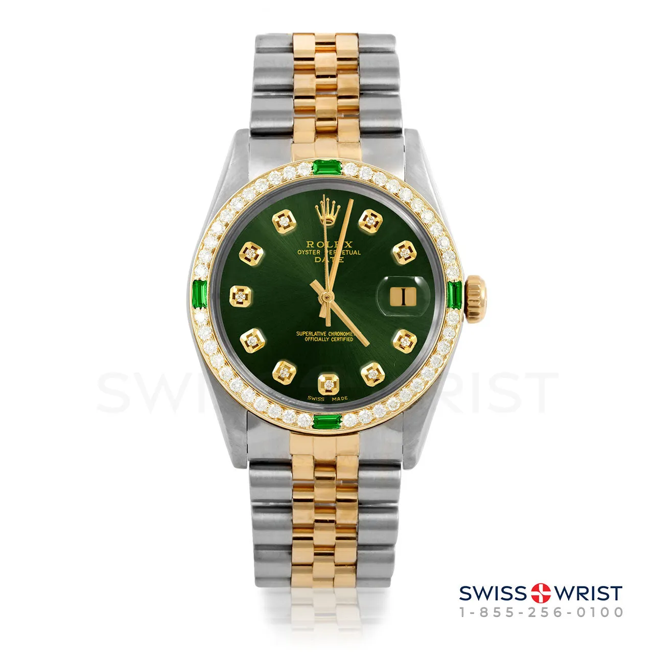 Rolex Date 34mm | 1500-TT-GRN-DIA-AM-4EMD-JBL