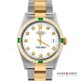 Rolex Date 34mm | 1500-TT-WHT-DIA-AM-4EMD-OYS