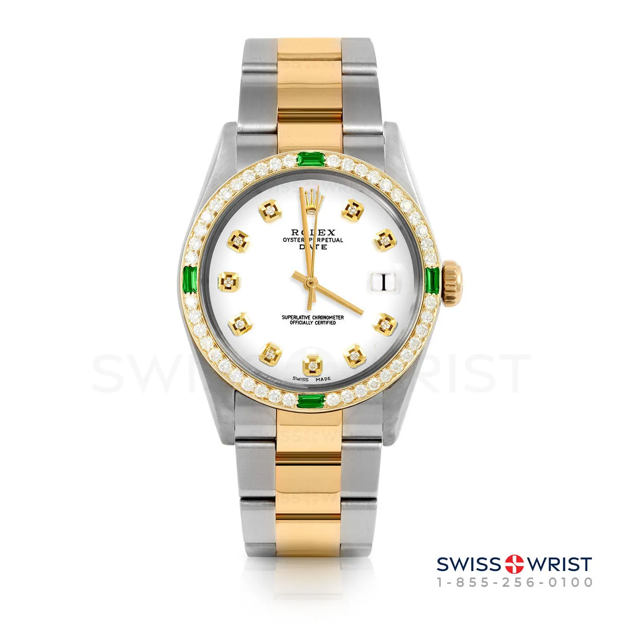 Rolex Date 34mm | 1500-TT-WHT-DIA-AM-4EMD-OYS