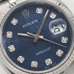 Rolex Datejust 116234 Blue Jubilee Diamond Dial with Papers