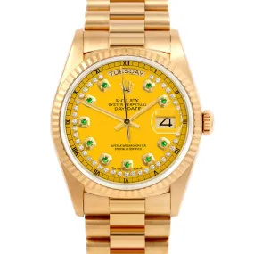 Rolex Day-Date 36mm | 18038-YLW-STRE-FLT-PRS