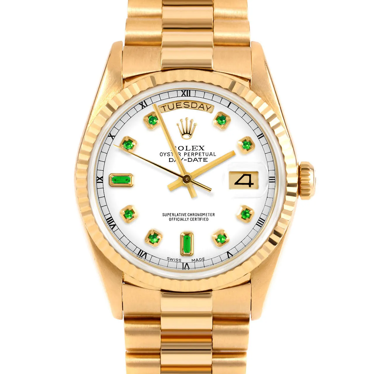 Rolex Day-Date 36mm | 18238-WHT-EMD-AM-FLT-PRS