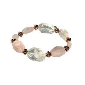 Rose Quartz and Copper Beaded Stretch Bracelet