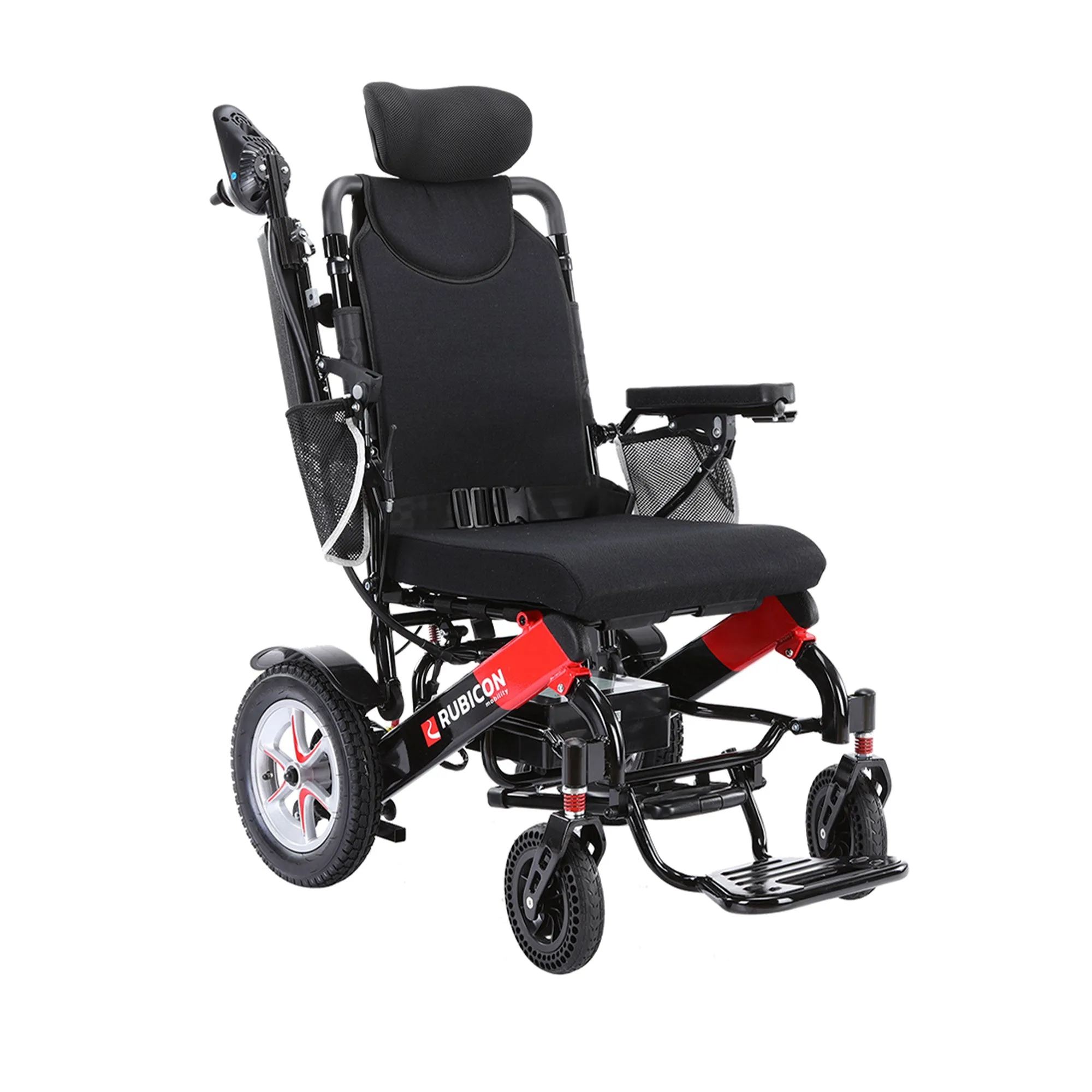 Rubicon DX11 - Reclining Electric Wheelchair with Adjustable Headrest: Foldable, Long Range, All Terrain & Heavy-Duty | Dual Motor Power Wheelchair