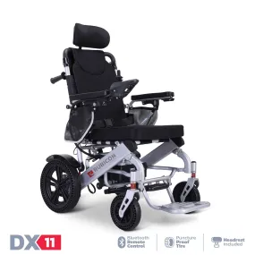 Rubicon DX11 - Reclining Electric Wheelchair with Adjustable Headrest: Foldable, Long Range, All Terrain & Heavy-Duty | Dual Motor Power Wheelchair