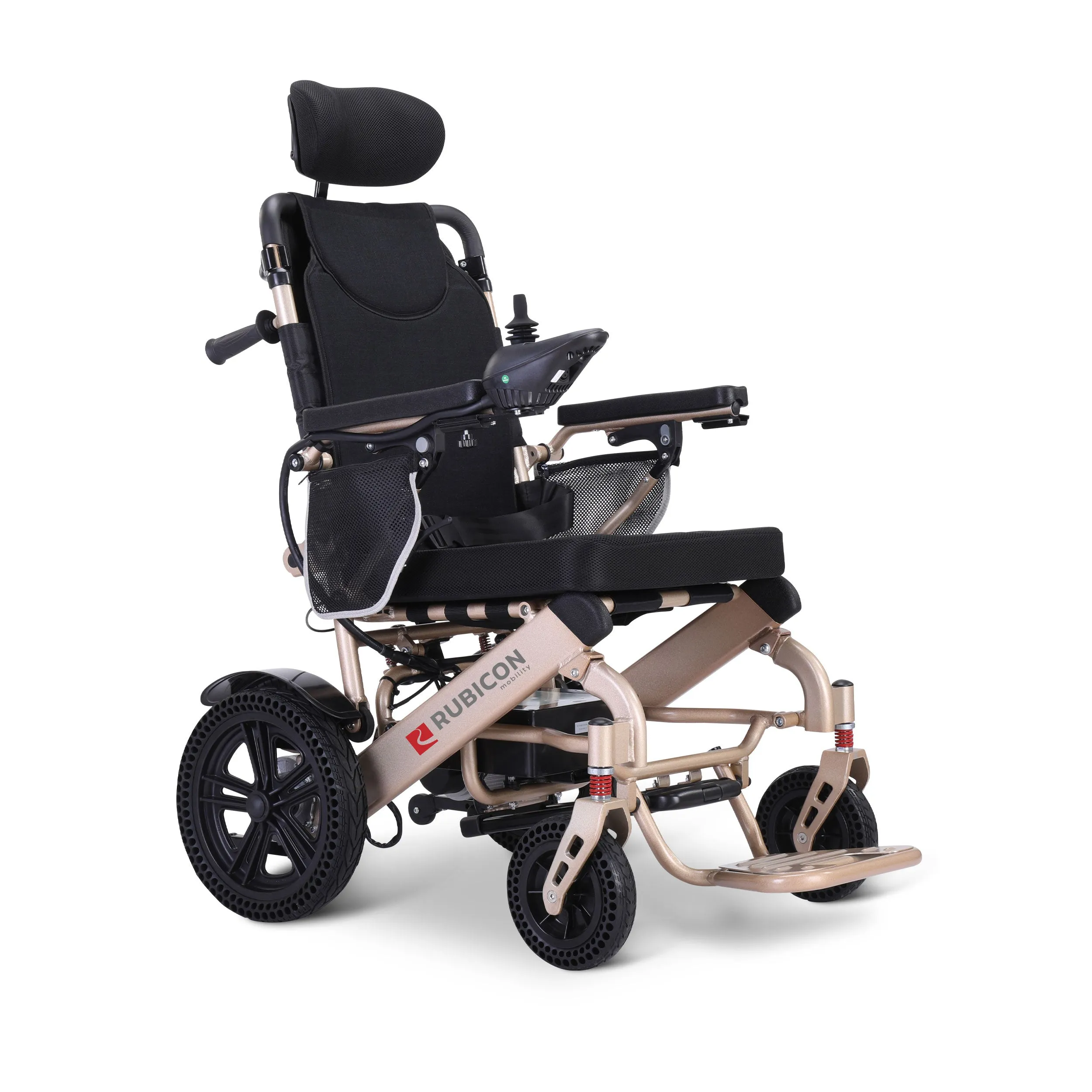 Rubicon DX11 - Reclining Electric Wheelchair with Adjustable Headrest: Foldable, Long Range, All Terrain & Heavy-Duty | Dual Motor Power Wheelchair