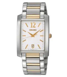 Seiko SKK709 Men's Dress Two Tone Stainless Steel White Dial Quartz Watch