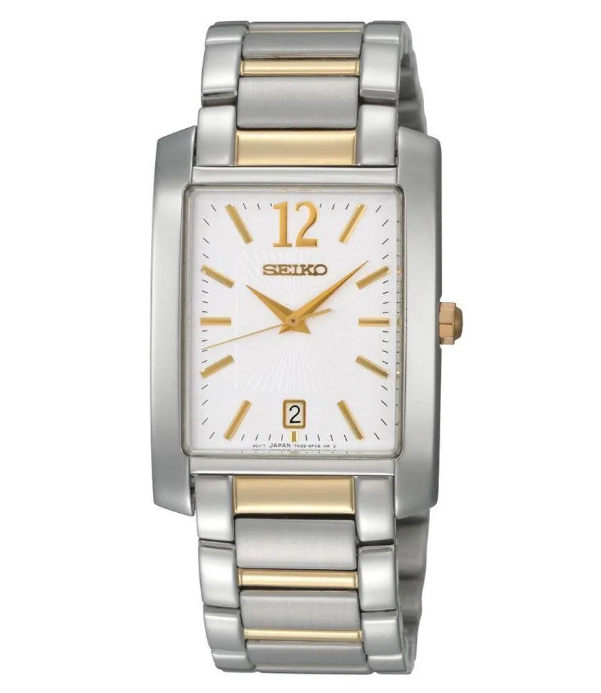 Seiko SKK709 Men's Dress Two Tone Stainless Steel White Dial Quartz Watch
