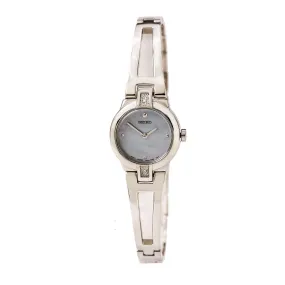Seiko SUJ707 Women's Dress MOP Dial Stainless Steel Bangle Bracelet Diamond Watch