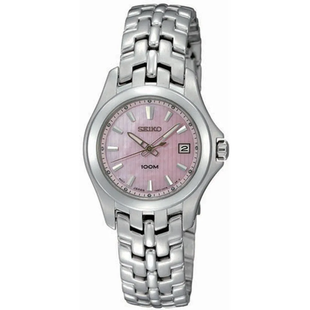 Seiko SXDB87 Women's Dress Pink Mother of Pearl Dial Stainless Steel Watch