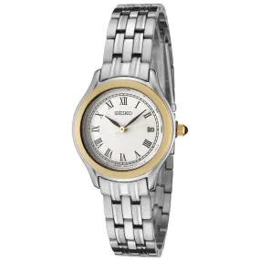 Seiko SXDC26P1 Women's Dress White Dial Quartz Stainless Steel Bracelet Watch