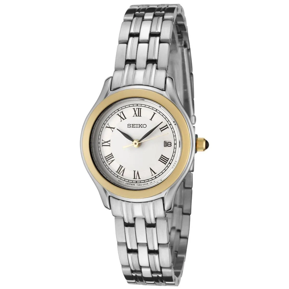 Seiko SXDC26P1 Women's Dress White Dial Quartz Stainless Steel Bracelet Watch