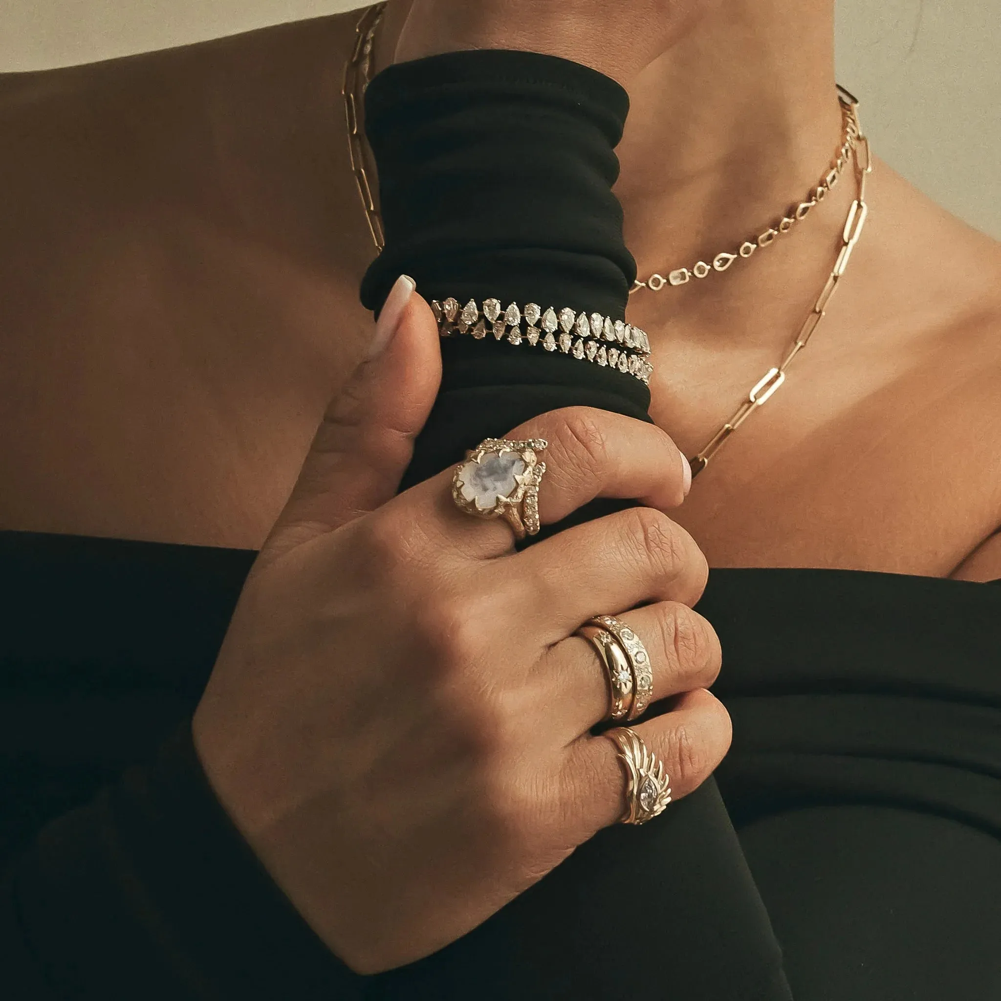 Sevenfold Diamond Stack Ring