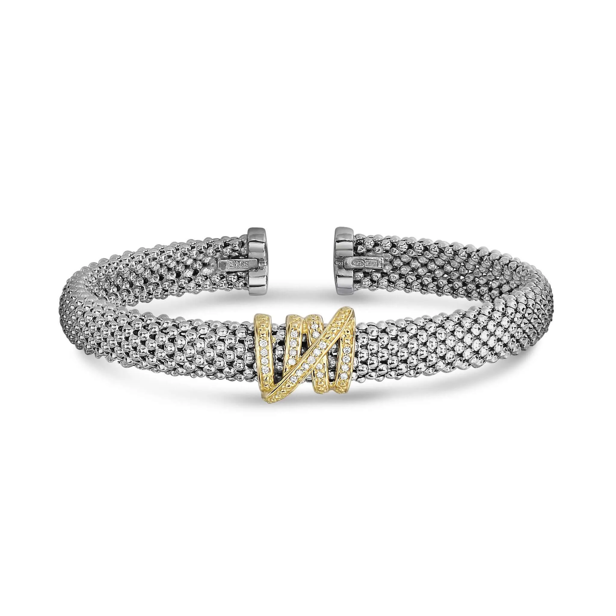 Silver & 18K Gold Prosecco Diamond Tally Bangle