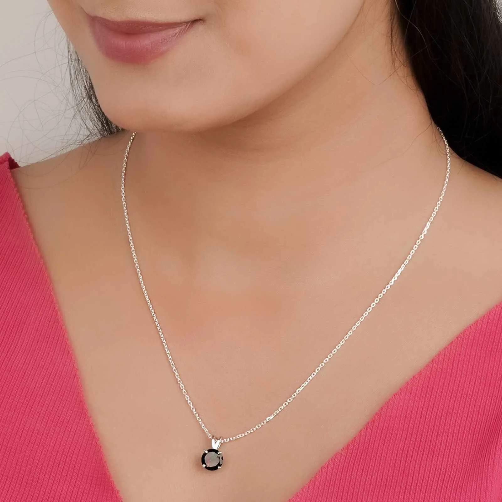 Silver Black Diamond Spherical Pendant