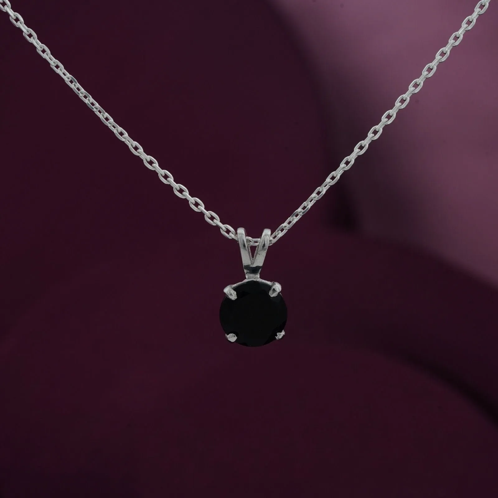 Silver Black Diamond Spherical Pendant