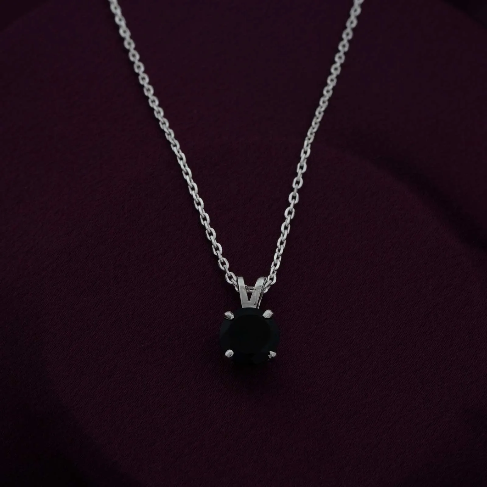 Silver Black Diamond Spherical Pendant