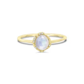 Solid Gold Skylar Moonstone & Diamond Ring