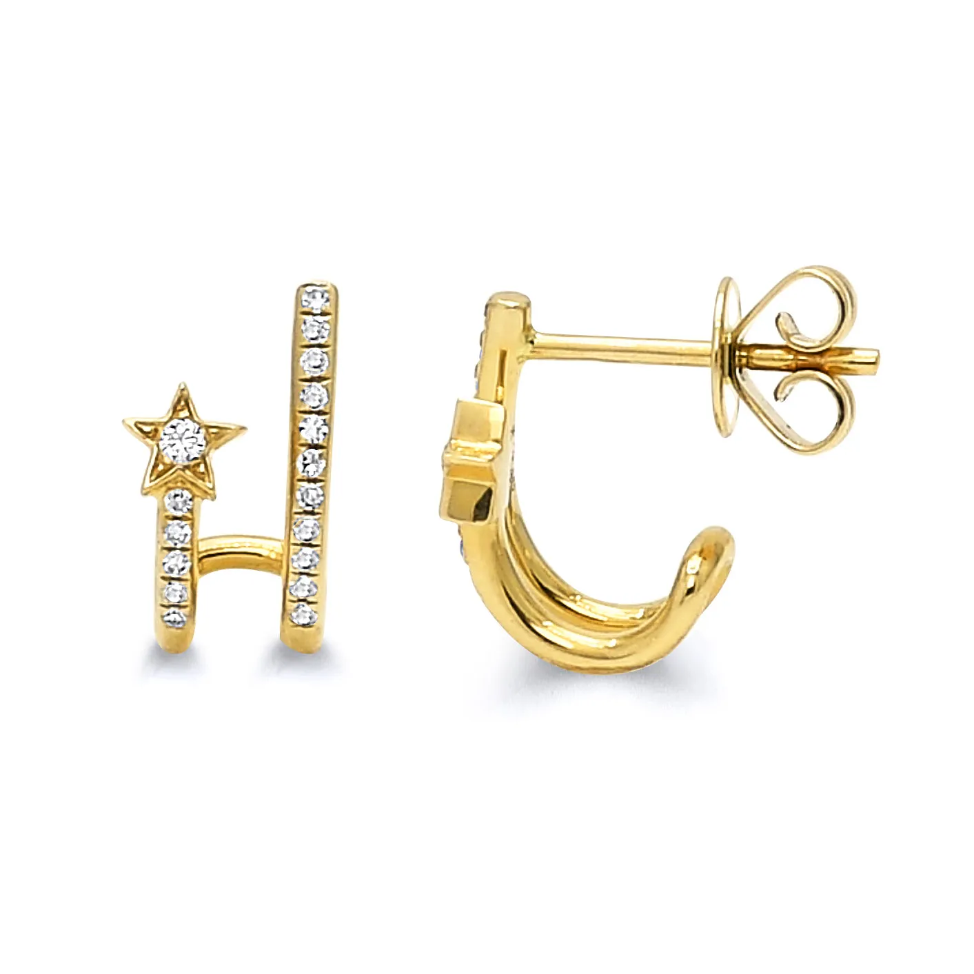 Star Diamond Cuff Earrings