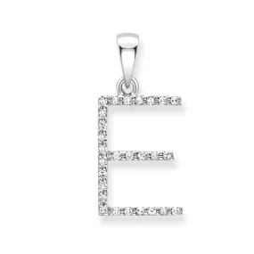 Steffans 9ct White Gold Diamond 'E’ Initial Pendant Necklace