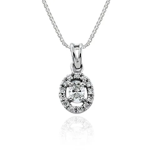 Steffans Oval & RBC Diamond Micro Set Frame Platinum Cluster Pendant with Platinum Chain (0.14cts)