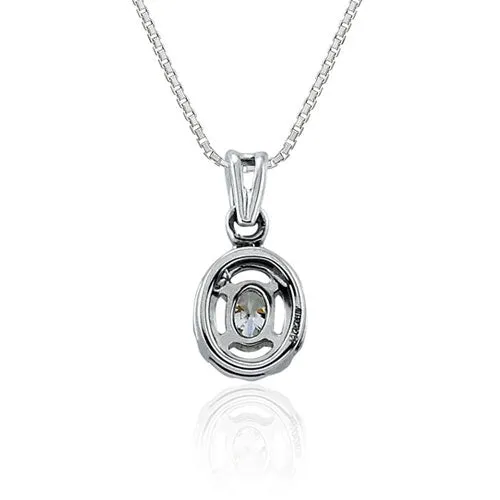 Steffans Oval & RBC Diamond Micro Set Frame Platinum Cluster Pendant with Platinum Chain (0.14cts)