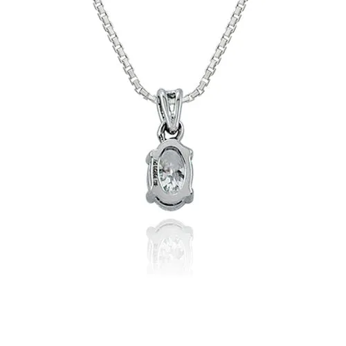 Steffans Oval Shaped Diamond Claw Set Solitaire Pendant with Platinum Chain (0.37ct)