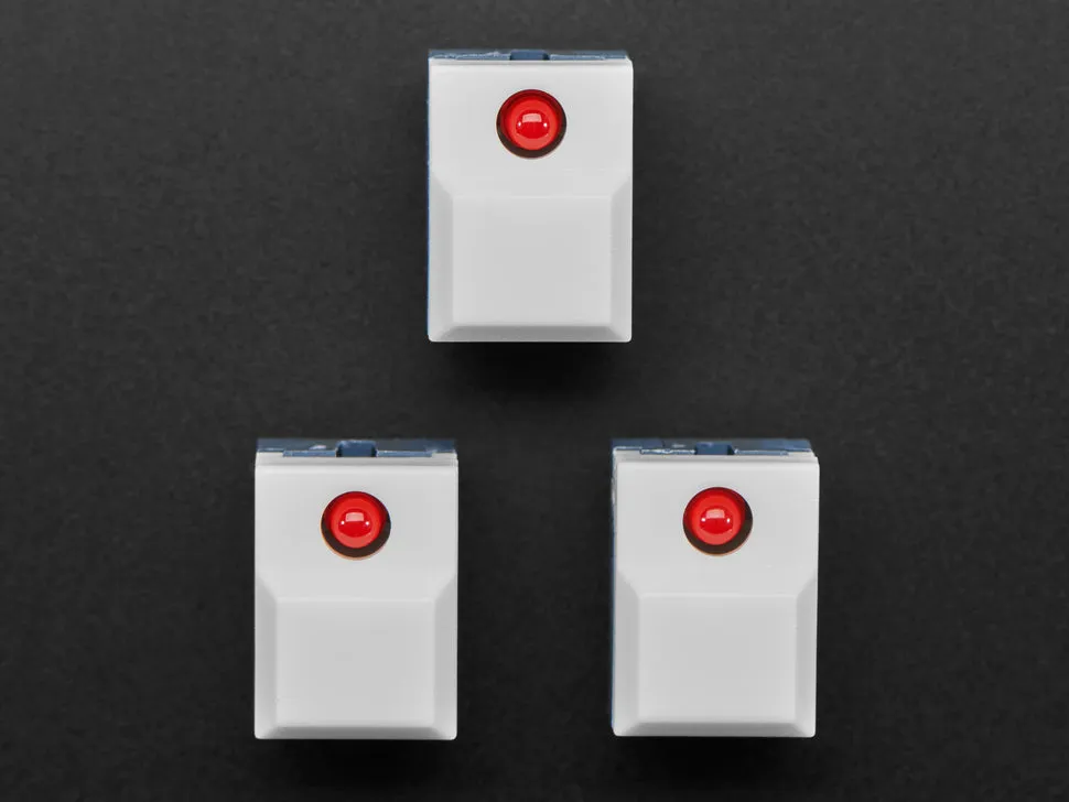 Step Switch with LED - Three Pack of White with Red LED - PB86